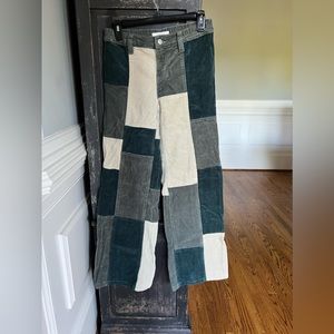 PacSun green color block low rise puddle corduroy pants. Sz XS. Worn Once